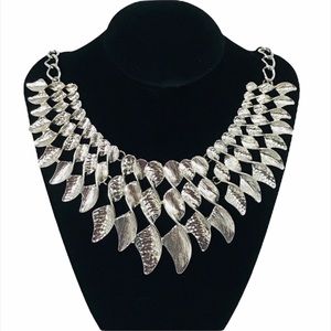 Twisted Chest Necklace, Silver Tone